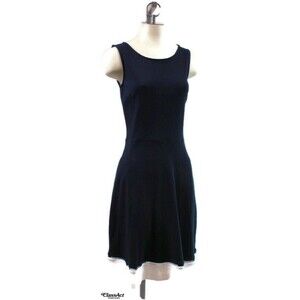 Talbots Womens Dress Blue 100% Cotton Sleeveless A-line Zipper Back S Petite